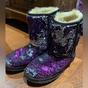 Ugg Purple and Silver Sequin Boots